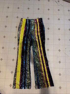 Multicolor Sequin Stripe Flared Pants